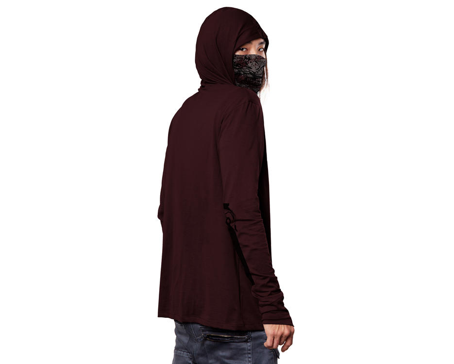 alternative high neck Bordeaux hoodie